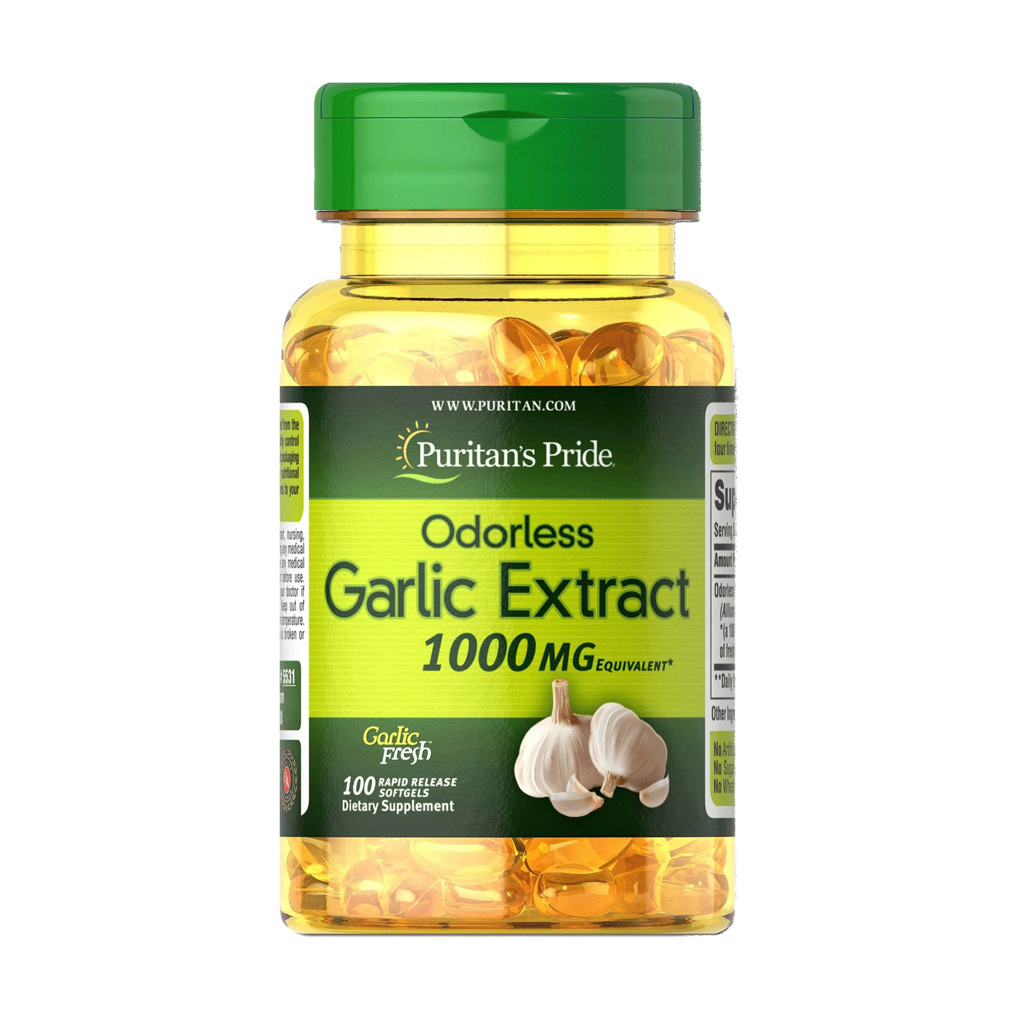 Екстракт часнику Puritan's Pride Odorless Garlic 1000 мг, 100 капсул